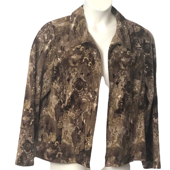 Christopher & Banks Women’s Multi colored browns long sleeve zip up front - Picture 1 of 12